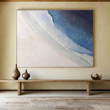 Load image into Gallery viewer, Blue - White Textured “Calm Abstraction” Painting on Canvas, Minimalist Modern Art DKH894
