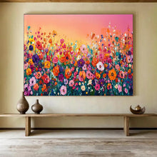 Load image into Gallery viewer, Colorful Flower Field Abstract Painting on Canvas - “Sunset Blooms” DKH680
