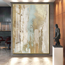 Load image into Gallery viewer, Large - Scale Beige - Blue Abstract Textured Art for Living Room &amp; Hotel Lobby LargeART0434
