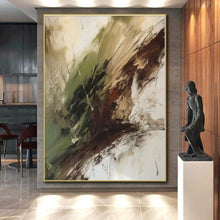 Load image into Gallery viewer, Green - Brown Dynamic Strokes Art for Studio &amp; Eclectic Living Room LargeART0826
