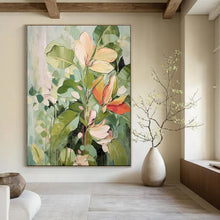 Load image into Gallery viewer, Green and Beige Floral Abstract Painting, Ideal for Botanical Living Room &amp; Relaxing Bedroom LargeART1873
