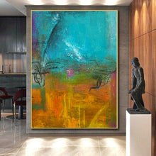 Load image into Gallery viewer, Hand - painted Large - sized Vibrant Color Field Abstract Acrylic Art for Lively Lounges LargeART0059
