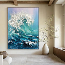 Load image into Gallery viewer, “Impasto Ocean Wave” - Textured Sea Scene on Canvas DKH1448
