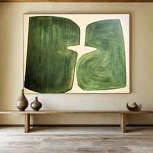 Load image into Gallery viewer, Green - Shaped Abstract Painting on Canvas - “Organic Harmony” DKH620
