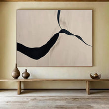 Load image into Gallery viewer, Abstract Painting on Canvas: Black - Ribboned White Canvas - “Elegant Trails” DKH589
