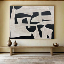 Load image into Gallery viewer, Black and White Geometric Shapes Abstract acrylic painting DLZ093
