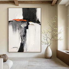 Load image into Gallery viewer, Black &amp; Orange Abstract Figure Art, Ideal for Modern Bedroom &amp; Artistic Nook LargeART2089
