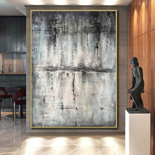 Load image into Gallery viewer, Massive Gray - Blue Abstract Texture Acrylic for Serene Bedroom LargeART0296
