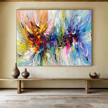 Load image into Gallery viewer, Hand - painted Oversized Colorful Swirling Flowers Acrylic Art for Vibrant Bedrooms LargeART1776
