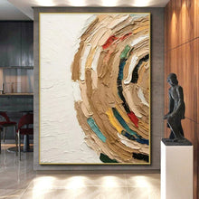 Load image into Gallery viewer, Colorful Textured Circle Acrylic Art - Suited for Bohemian - style Studio &amp; Vibrant Breakfast Nook LargeART0663
