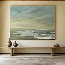 Load image into Gallery viewer, Subtle Sea and Sky in Muted Greens Abstract acrylic painting DLZ027
