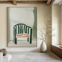 Load image into Gallery viewer, Green - Striped Chair Abstract Painting, Suited for Eclectic Kitchen &amp; Cozy Reading Nook LargeART2028
