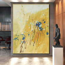 Load image into Gallery viewer, Golden Field with Blue Flowers Art – Ideal for Rustic Kitchen &amp; Cozy Reading Nook LargeART0707
