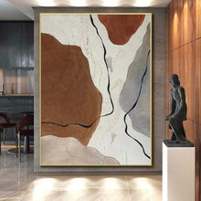 Load image into Gallery viewer, Large - Format Earth - Tone Shape Abstract Acrylic Art for Rustic Kitchen &amp; Bohemian Living Room LargeART0410
