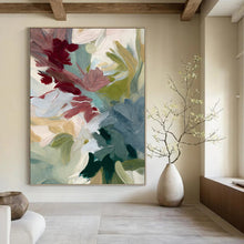 Load image into Gallery viewer, “Soft Pastel Floral Abstraction” - Blush, Green, Blue Flower Art on Canvas DKH1351
