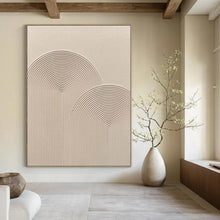 Load image into Gallery viewer, Grand Hand - painted Textured Beige Arches Acrylic Art for Serene Bedrooms LargeART0141
