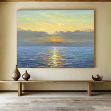 Load image into Gallery viewer, Seaside Sunset “Calm Horizon” Painting on Canvas, Luminous Maritime Art DKH883
