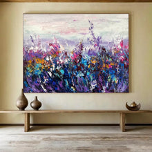 Load image into Gallery viewer, Hand - painted Substantial Purple - Toned Flower Field Acrylic Art for Dreamy Family Rooms LargeART1777
