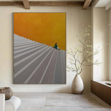 Load image into Gallery viewer, Orange &amp; Gray Minimalist Abstract Art, Perfect for Modern Hallway &amp; Thoughtful Study LargeART2100
