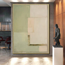 Load image into Gallery viewer, Large - Scale Soft Green - Beige Abstract Art for Coastal Home &amp; Wellness Spa LargeART0398
