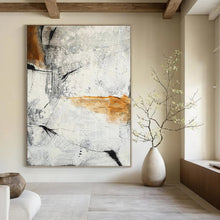 Load image into Gallery viewer, “Grey &amp; Orange Abstract Texture” - Modern Impasto Art on Canvas DKH1457
