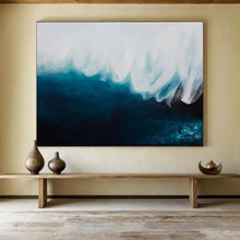 Load image into Gallery viewer, Blue &amp; White Wave Abstract - Coastal Living Room Art LargeART1498
