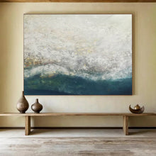 Load image into Gallery viewer, Textured Seaside Abstract Painting with Blue and White for Serene Spa &amp; Coastal Cottage DKH298

