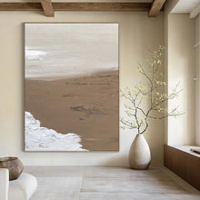 Load image into Gallery viewer, “Sandy Shore” – Smooth beige and white, with textured white “waves” and brown “sand” DTP375
