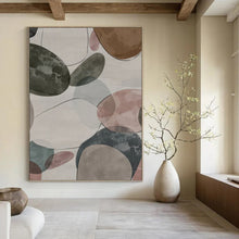 Load image into Gallery viewer, “Colorful Pebble Patterns” - Grey, Pink, Blue Abstract Art on Canvas DKH1157
