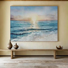 Load image into Gallery viewer, “Sunset Over Ocean” - Realistic - Inspired Abstract Acrylic, Great for Beach House and Bedroom DLZ258
