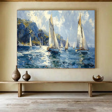 Load image into Gallery viewer, Breezy Sailing Scene Abstract Painting on Canvas - “Coastal Adventure” DKH669
