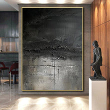 Load image into Gallery viewer, Black Textured Abstraction Art for Industrial Lounge &amp; Art Gallery LargeART0858
