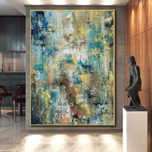 Load image into Gallery viewer, Hand - painted Oversized Colorful Abstract Mosaic Acrylic Art for Vibrant Family Rooms LargeART0035
