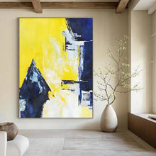 Load image into Gallery viewer, Bold Yellow &amp; Blue Abstract Art, Suited for Modern Office &amp; Creative Studio LargeART2304
