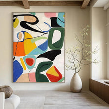 Load image into Gallery viewer, “Colorful Curved Shapes Collage” - Multicolor Abstract Art on Canvas DKH1186
