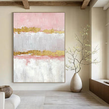 Load image into Gallery viewer, Grand Hand - painted Pink and Gold Elegance Acrylic Art for Glamorous Dining Rooms LargeART0207
