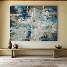 Load image into Gallery viewer, Textured Blue and Gray Abstract Sea Abstract acrylic painting DLZ036
