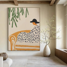 Load image into Gallery viewer, Green - Orange - Black Abstract Relaxation Art, Suited for Tranquil Reading Nook &amp; Serene Bedroom LargeART2047
