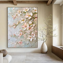 Load image into Gallery viewer, Textured Pink &amp; White Floral Abstract Painting, Ideal for Romantic Bedroom &amp; Charming Tea Room LargeART2073
