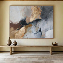 Load image into Gallery viewer, Gray Gold Black Contrast Abstract Painting DKH518
