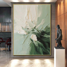 Load image into Gallery viewer, Textured Floral in Green and White Acrylic Art - Ideal for Botanical - themed Bedroom &amp; Minimalist Living Room LargeART0624
