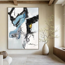 Load image into Gallery viewer, Blue &amp; Gray Abstract Form Painting, Perfect for Contemporary Hallway &amp; Chic Office LargeART2086
