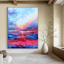 Load image into Gallery viewer, Vivid Sunset Abstract Canvas Painting, Ideal for Coastal Home Living Room &amp; Relaxing Spa LargeART1318
