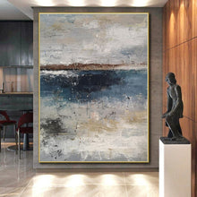 Load image into Gallery viewer, Oversized Gray - Blue Seaside Abstract Art for Beach House &amp; Nautical Café LargeART0471

