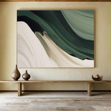 Load image into Gallery viewer, Flowing Abstract Painting on Canvas - “Green and White Waves” DKH753
