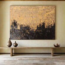 Load image into Gallery viewer, Gold &amp; Black Abstract Landscape Painting - Ideal for Rustic Home &amp; Art - Inspired Library DKH020
