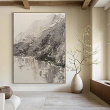 Load image into Gallery viewer, Monochrome Mountain Landscape Abstract Canvas Painting, Great for Serene Study &amp; Nature - Inspired Living Room LargeART1200
