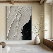 Load image into Gallery viewer, “Textured Monochrome Abstract” - White, Black Abstract Art on Canvas DKH1328
