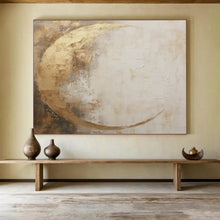 Load image into Gallery viewer, Golden Crescent Moon in Neutral Tones Abstract acrylic painting DLZ081
