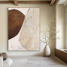 Load image into Gallery viewer, Grand Hand - painted Brown &amp; Beige Textured Shapes Acrylic Art for Neutral - Toned Studies LargeART0171
